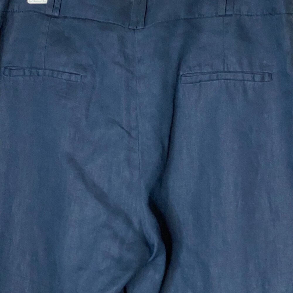 MNG by Mango Navy Linen Wide Leg Pants Women’s Size 12 High Rise Trousers - Picture 8 of 8
